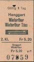 Historische Fahrkarte - SBB - Henggart - Winterthur