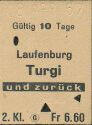 Historische Fahrkarte - SBB - Laufenburg - Turgi