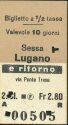 Historische Fahrkarte - Schweizerische PTT-Betriebe - Sessa Lugano via Ponte Tresa