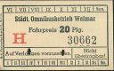 Historische Fahrkarte - Städtischer Omnibusbetrieb Weimar