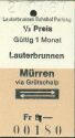 Alter Fahrschein - Schweizer Seilbahn - Lauterbrunnen Mürren via Grütschalp
