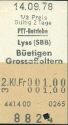 Historische Fahrkarte - Schweizerische PTT-Betriebe - Lyss (SBB) Büetigen Grossaffoltern