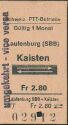 Historische Fahrkarte - Schweizerische PTT-Betriebe - Laufenburg SBB Kaisten