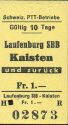 Historische Fahrkarte - Schweizerische PTT-Betriebe - Laufenburg SBB Kaisten