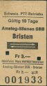Historische Fahrkarte - Schweizerische PTT-Betriebe - Amsteg-Silenen SBB Bristen