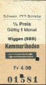 Historische Fahrkarte - Schweizerische PTT-Betriebe - Wiggen (SBB) Kemmeriboden