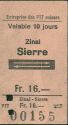 Historische Fahrkarte - Schweizerische PTT-Betriebe - Zinal Sierre