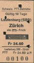 Historische Fahrkarte - Schweizerische PTT-Betriebe - Laufenburg (SBB) Zürich via Bus