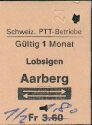 Historische Fahrkarte - Schweizerische PTT-Betriebe - Lobsigen Aarberg