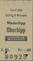 Niederbipp Oberbipp und zurück - alte Fahrkarte 1968