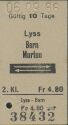 Lyss Bern oder Murten und zurück - alte Fahrkarte 1966
