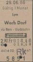 Historische Fahrkarte - SBB - Lyss Worb Dorf via Bern Worblaufen