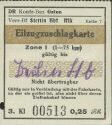 Eilzugzuschlagkarte DR Kontr-Bez Osten Bf. Stettin Hbf - Zone 1 - 3. Klasse 0,25 RM