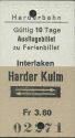Ausflugsbillet zu Ferienbillet Interlaken Harder Kulm und zurück - Harderbahn - Fahrkarte 1969 Fr. 3.60