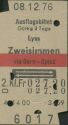 Ausflugsbillet Lyss Zweisimmen via Bern Spiez - Fahrkarte 1976 Fr. 27.20