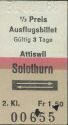 Ausflugsbillet Attiswil Solothurn und zurück - 1/2 Preis Fahrkarte 1968 Fr. 1.50