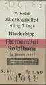 Ausflugsbillet Niederbipp Flumenthal Solothurn via Wiedlisbach und zurück - 1/2 Preis Fahrkarte 1968 Fr. 1.60