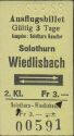 Ausflugsbillet Solothurn Wiedlisbach und zurück - Fahrkarte 1968 Fr. 3.-
