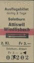 Ausflugsbillet Solothurn Attiswil Wiedlisbach und zurück - Fahrkarte 1968 Fr. 3.- 