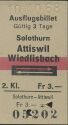 Ausflugsbillet Solothurn Attiswil Wiedlisbach und zurück - Fahrkarte 1968 Fr. 3.-