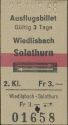 Wiedlisbach Solothurn und zurück - Fahrkarte1968 Fr. 3.-