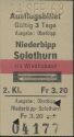 Ausflugsbillet Niederbipp Solothurn via Wiedlisbach und zurück - Fahrkarte 1968 Fr. 3.20