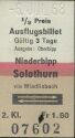 Ausflugsbillet Niederbipp Solothurn via Wiedlisbach und zurück - 1/2 Preis Fahrkarte 1968 Fr. 1.60