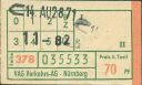 Historischer Fahrschein - VAG Verkehrs-AG Nürnberg 70Pf.