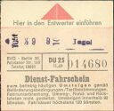 Historischer Fahrschein - BVG - Dienst-Fahrschein 1969