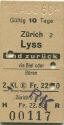 Zürich - Lyss und zurück - via Biel oder Büren - 2. Klasse - Fahrkarte