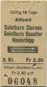 Attiswil - Solothurn Sternen oder Solothurn Baseltor - oder Niederbipp und zurück - 2. Klasse - Fahrkarte
