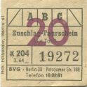 BVG - Zuschlag-Fahrschein 1964