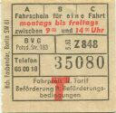 BVG - Berlin Potsdamer Str. 188 - Fahrschein 1960