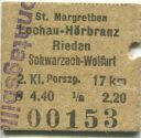 Sonntagsbillet - St. Margrethen Lochau-Hörbranz Rieden Schwarzach-Wolfurt - Fahrkarte