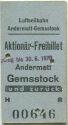 Luftseilbahn Andermatt Gemsstock - Aktionär-Freibillet gültig bis 30. 6. 1970