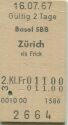 Basel SBB - Zürich via Frick - Fahrkarte 2. Klasse Fahrkarte
