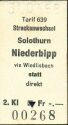 Tarif 639 Streckenwechsel - Solothurn Niederbipp - Fahrkarte