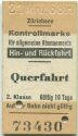 Zürichsee - Kontrollmarke für allgemeine Abonnements - Querfahrt - Fahrkarte