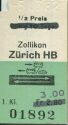 Zollikon Zürich HB und zurück - Fahrkarte