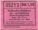Vallendar-Koblenz - Hin- und Rückfahrt - Motorbootsbetrieb Jean Gilles - Fahrschein