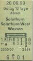 Zürich - Solothurn Solothurn West Wassen und zurück - 1. Klasse Fr 31.00 - Fahrkarte