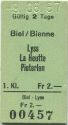 Biel/Bienne - Lyss La Heutte Pieterlen - 1. Klasse Fr 2.- - Fahrkarte
