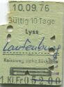 Lyss - Laufenburg und zurück - 1. Klasse 1/2 Preis - Fahrkarte