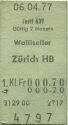 Wallisellen - Zürich HB - 1. Klasse Fr. 0.70 - Fahrkarte