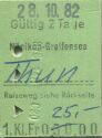 Nänikon-Greifensee - Thun - 1. Klasse 1/2 Preis Fr. 25,- - Fahrkarte