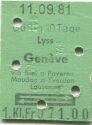 Lyss - Geneve und zurück - 1. Klasse 1/2 Preis - Fahrkarte