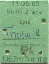 Lyss - Thalwil - 1. Klasse 1/2 Preis - Fahrkarte