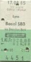 Lyss - Basel und zurück - 1. Klasse 1/2 Preis Fr. 28.00 - Fahrkarte