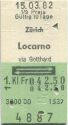 Zürich - Locarno und zurück - 1. Klasse 1/2 Preis Fr. 42.50 - Fahrkarte