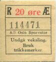 Norwegen - A/S Oslo Sporveier - Fahrschein